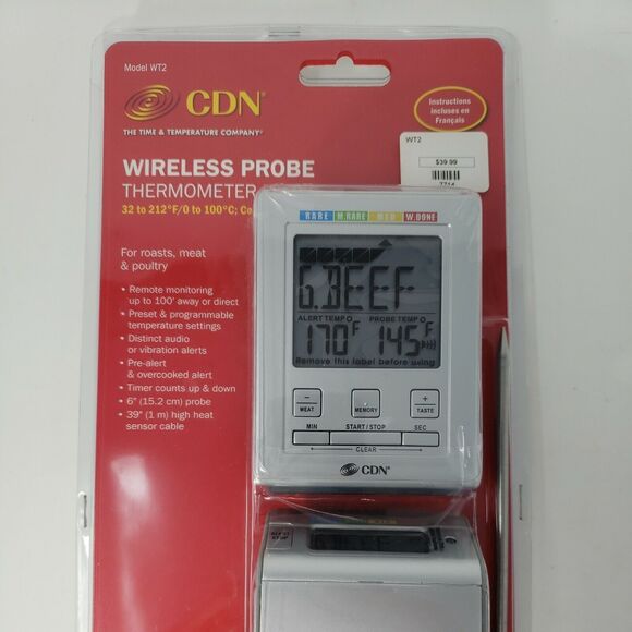 Wireless Probe Thermometer Timer Meat Poultry Roasts NEW Factory Sealed WT2 CDN - Picture 3 of 12
